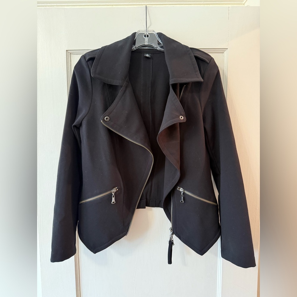 Isda & Co | Black Asymmetrical Knit Moto Jacket - Sz S